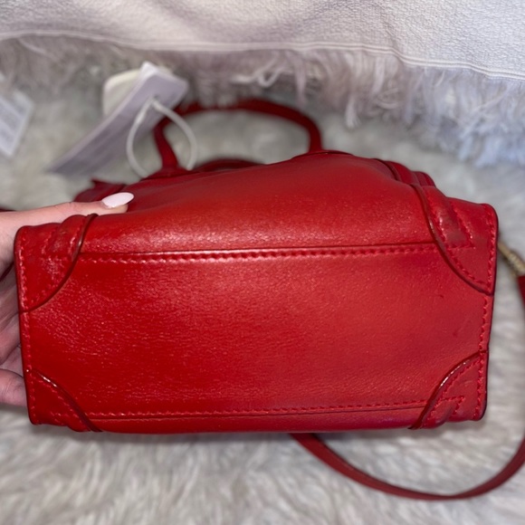 Celine nano luggage red leather crossbody - Picture 7 of 8